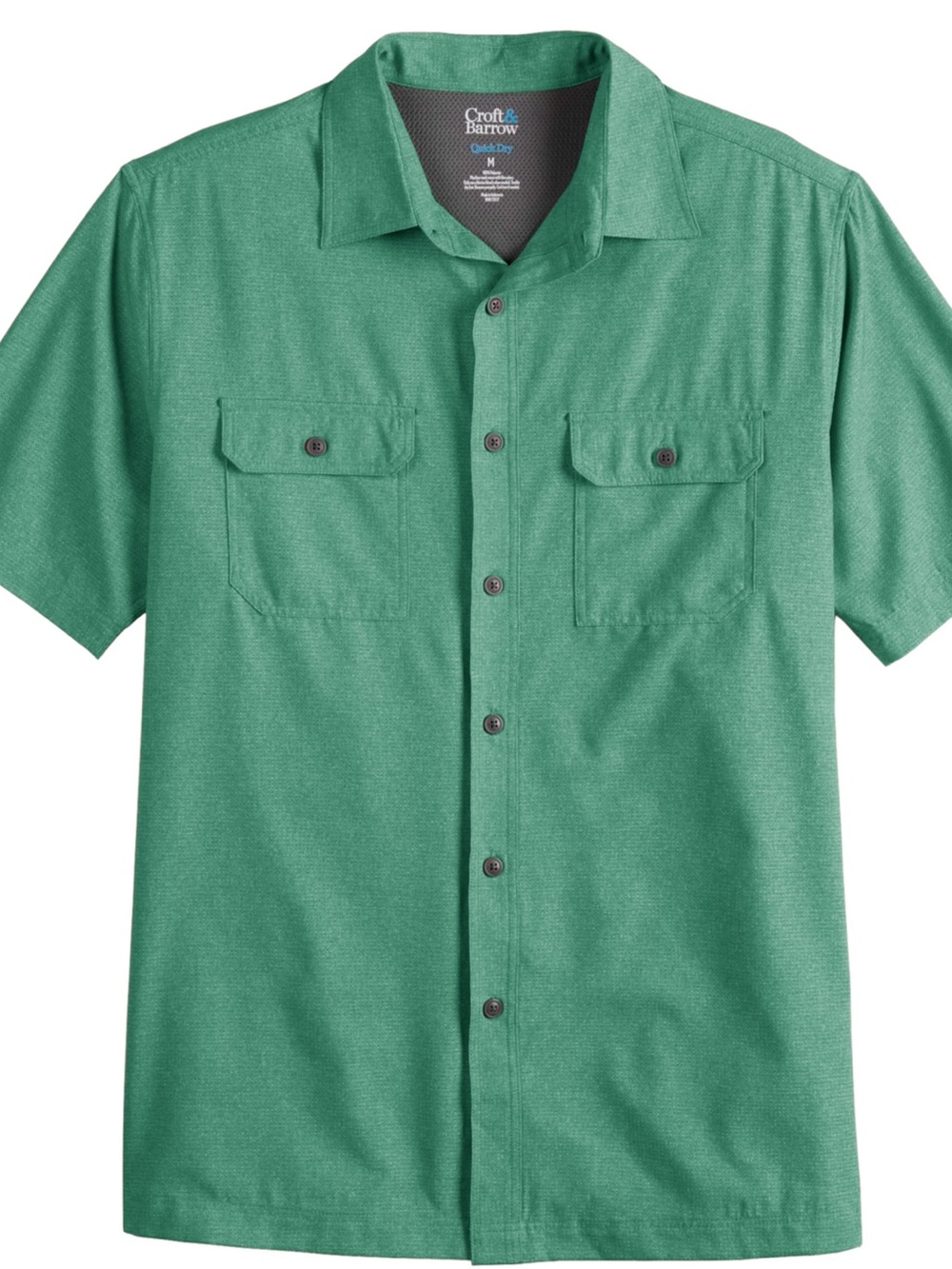 Croft & Barrow Quick Dry Vented Shirt Sz XXL Heathered Green